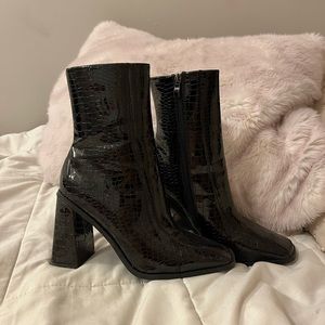 Nasty gal croc embossed black boots